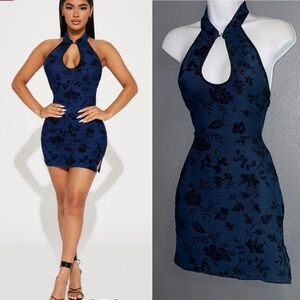 Fashion Nova New w Tags Sexy Blue Keyhole Cutout Sexy Mini Dress Womens Medium